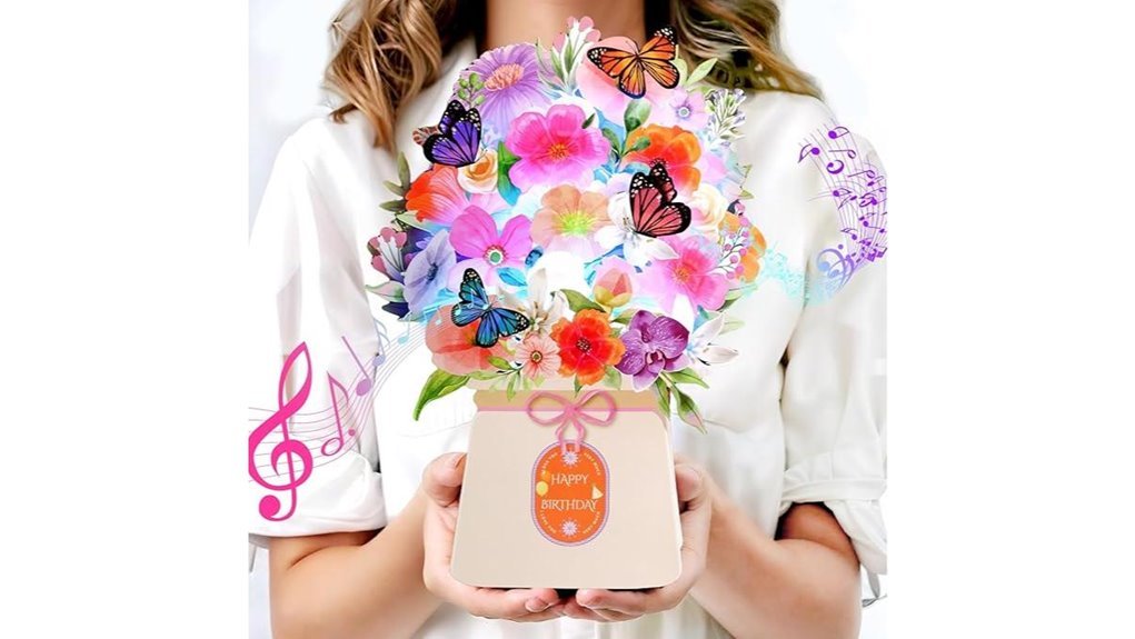 3d lily butterflies musical card