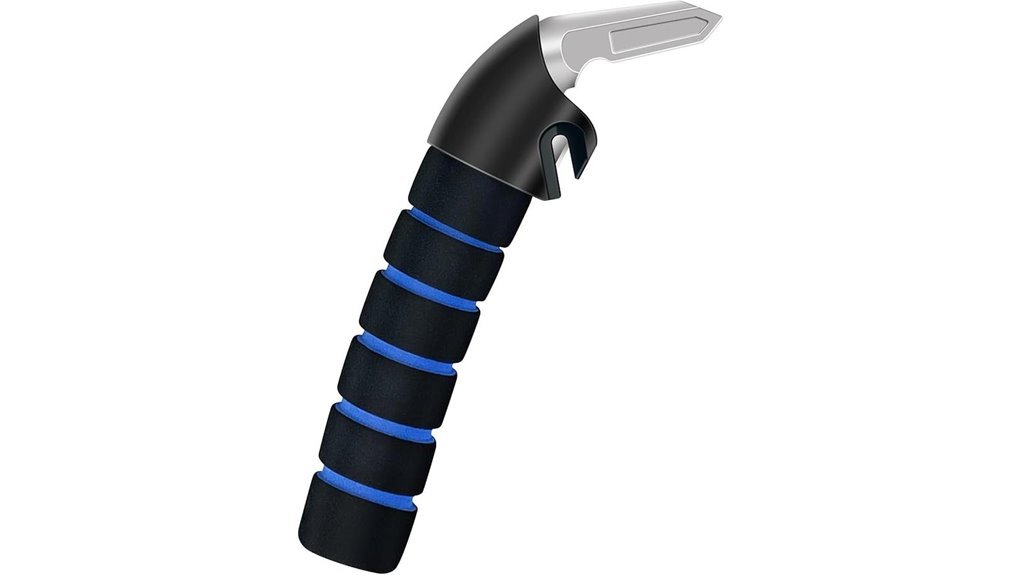 blue elderly car handle