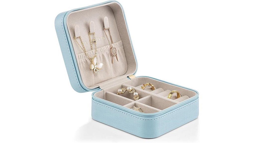 blue travel jewelry organizer