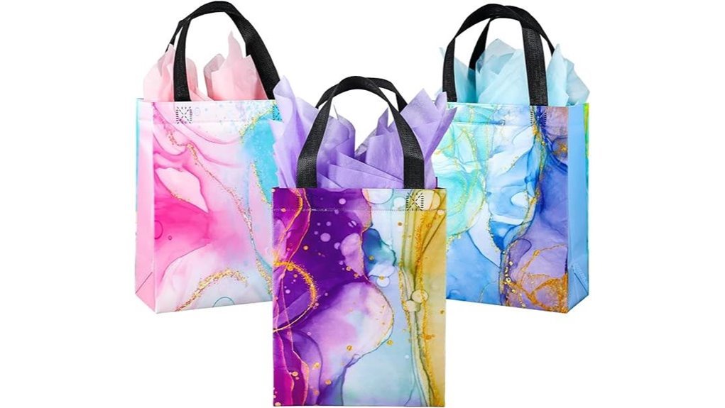 colorful marble gift bags