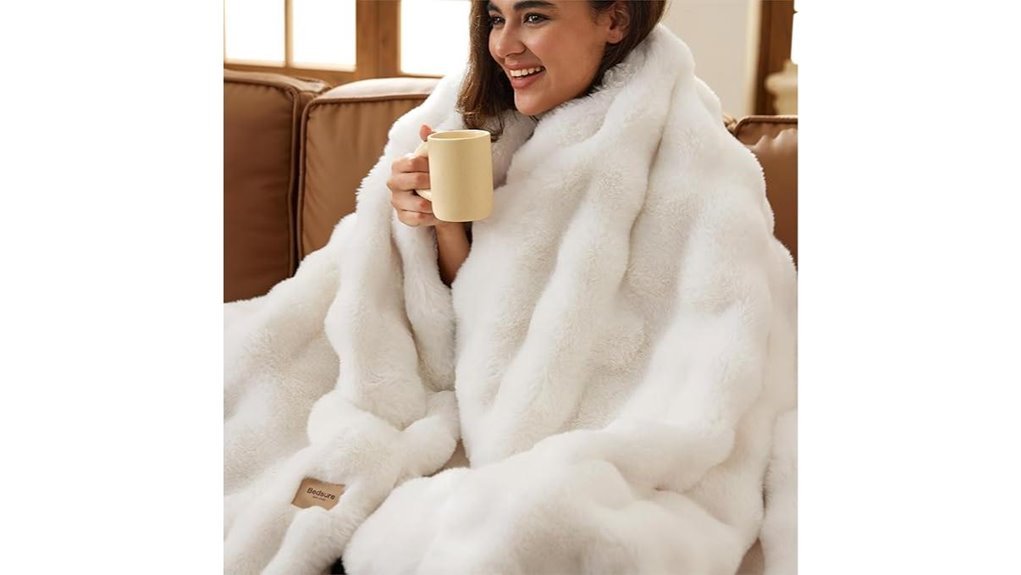 cream bedsure gentlesoft faux fur throw