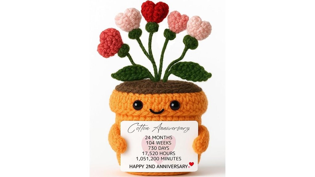 crochet heart flower plush