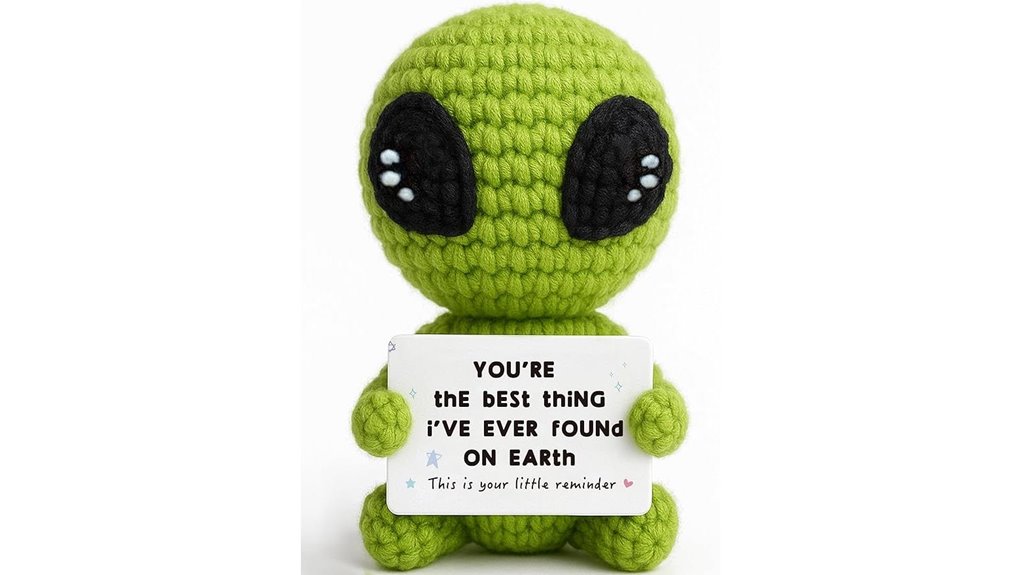 crocheted alien valentine gift