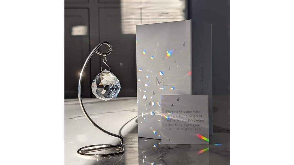 crystal rainbow memorial ornament with stand