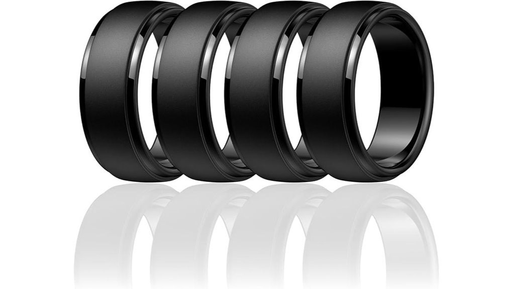 egnaro men s black silicone wedding ring