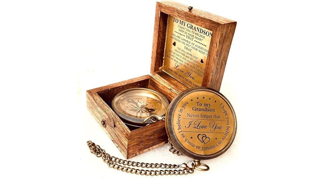 engraved brass compass grandson
