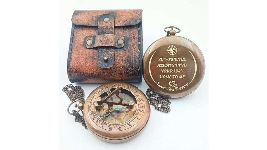 engraved personalized sundial compass