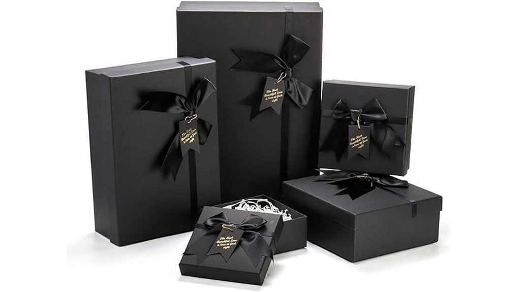 five black nested giftboxes
