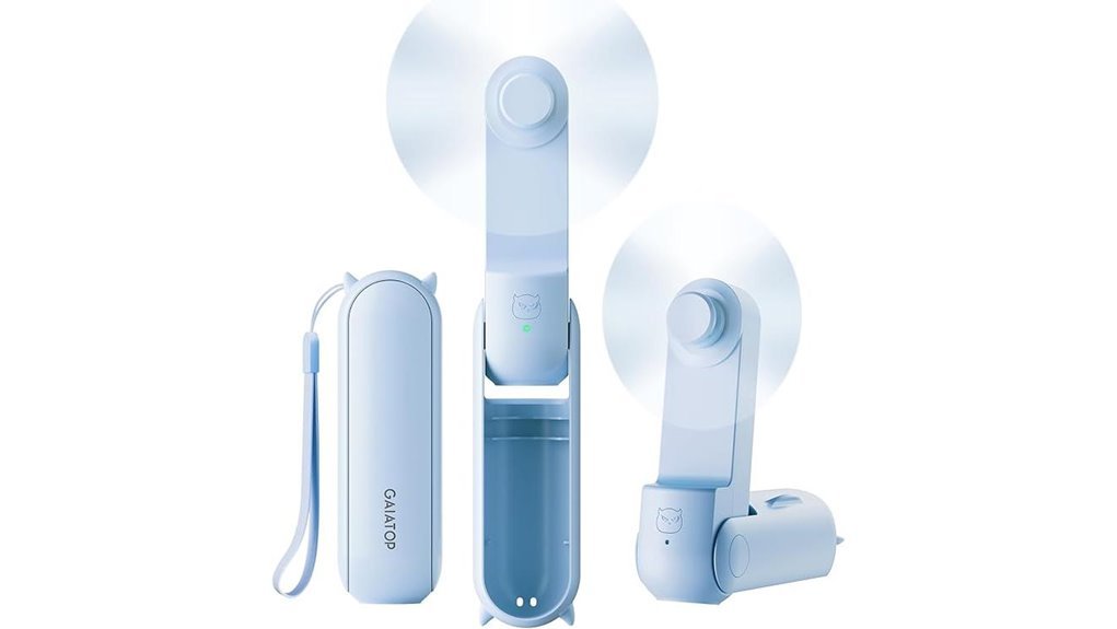 foldable blue portable fan