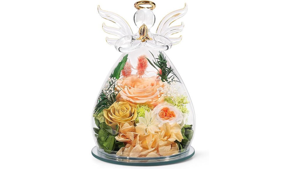 glass angel with rose