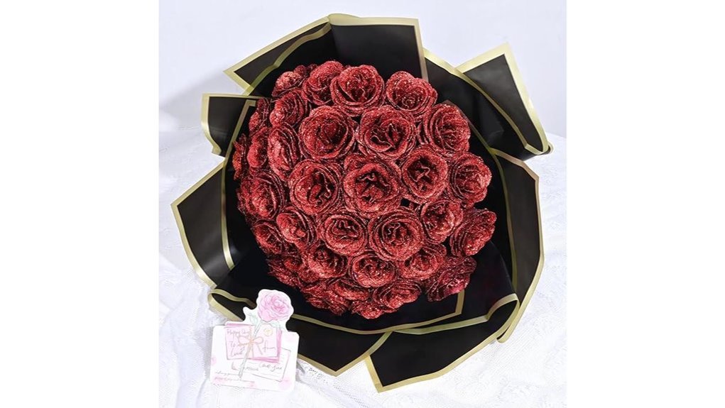 glitter roses bouquet set