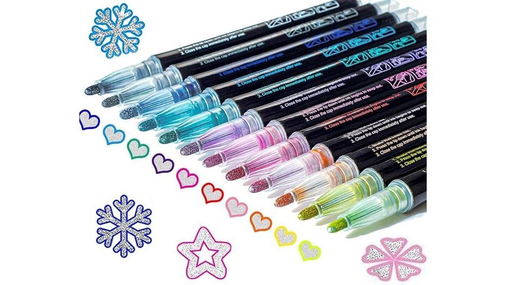 glittery metallic outline markers