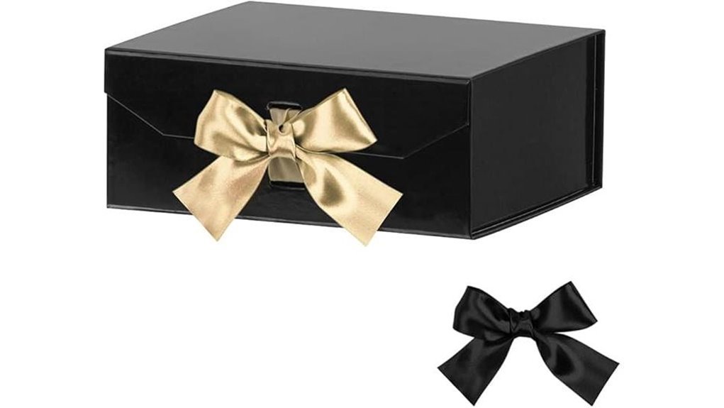 glossy black magnetic ribboned box