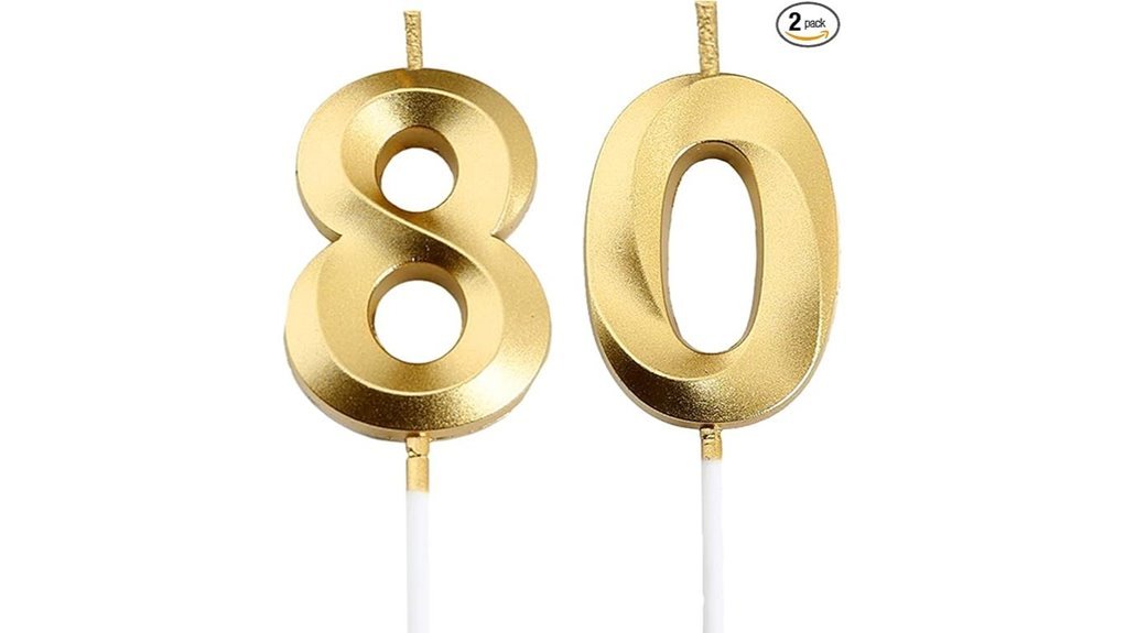 gold 80 birthday candles topper