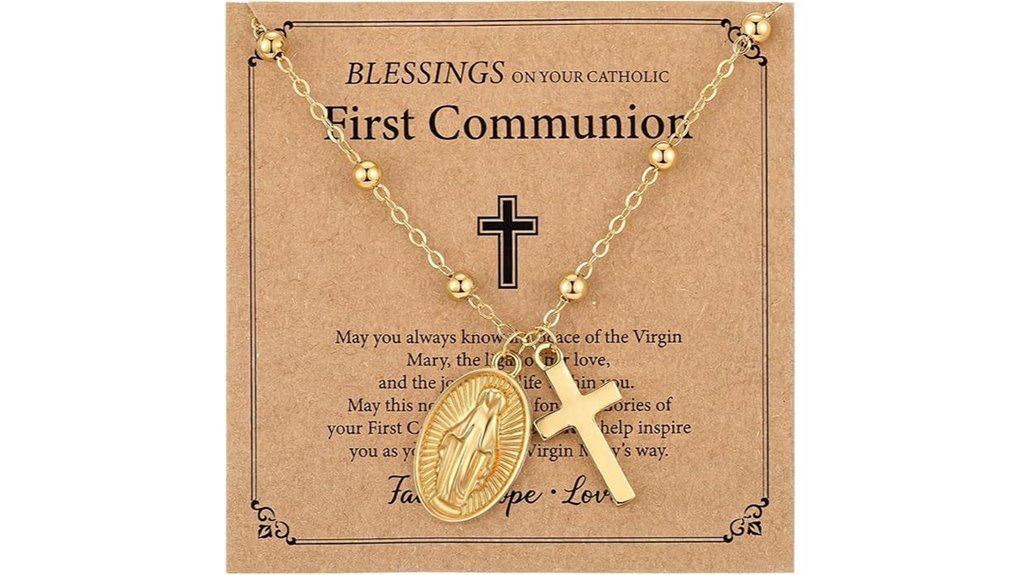 gold bead cross necklace