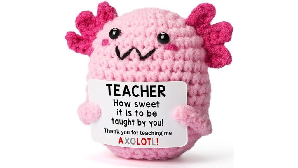 handmade crochet axolotl desk toy