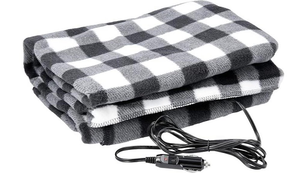 heated travel plaid blanket