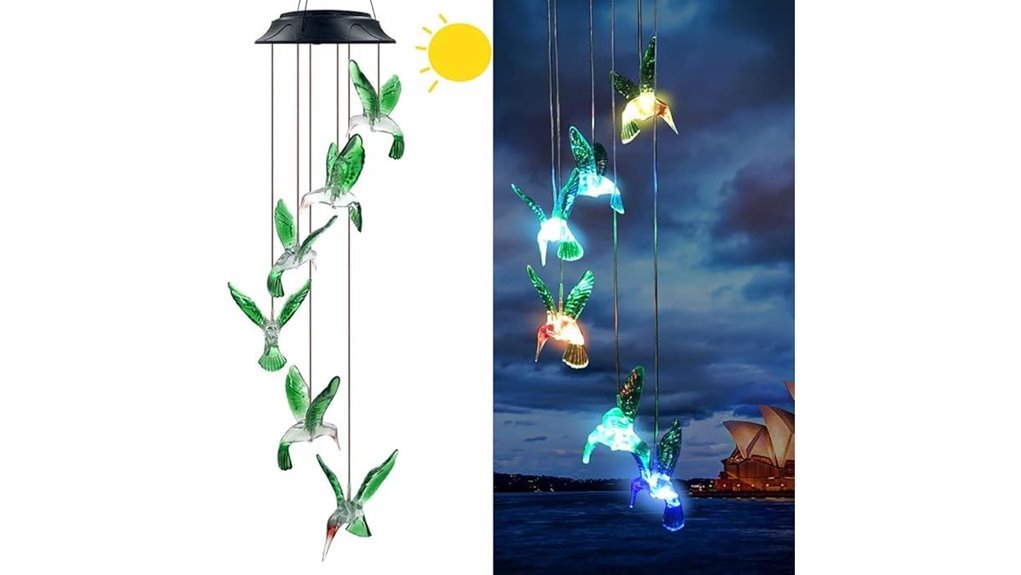 hummingbird solar garden chimes