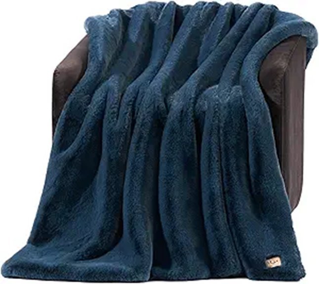 indigo blue faux fur throw