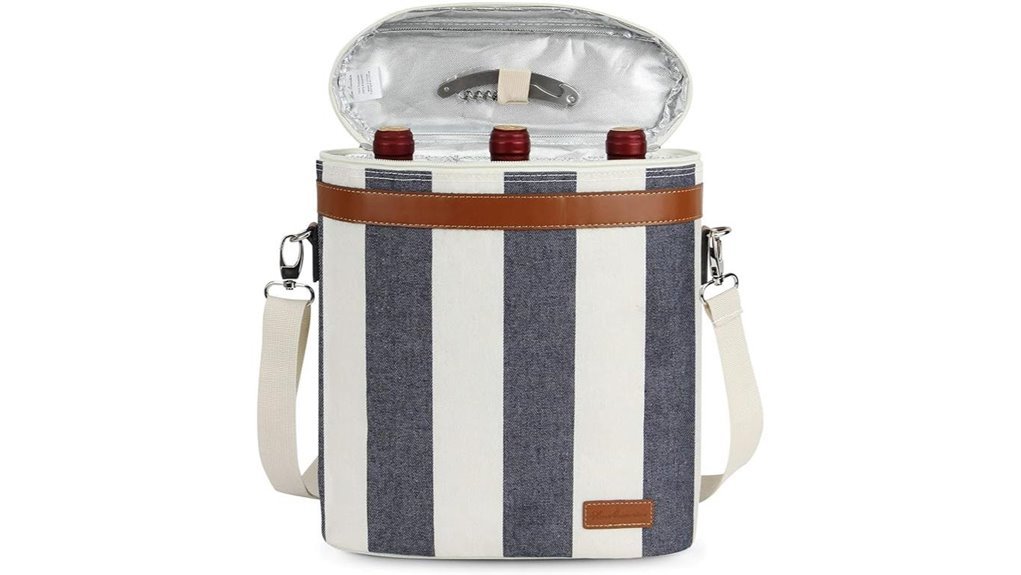 insulated three bottle wine tote