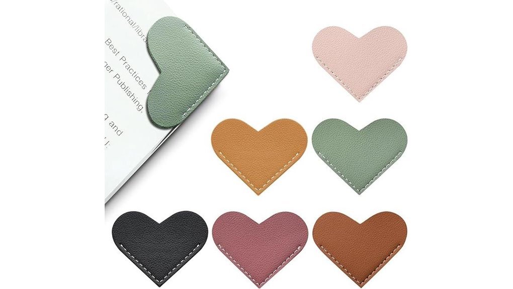leather heart corner bookmarks 6 pack