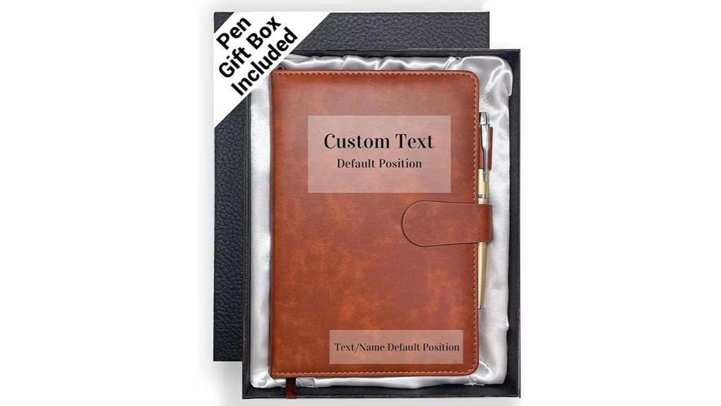 leather notebook with pen