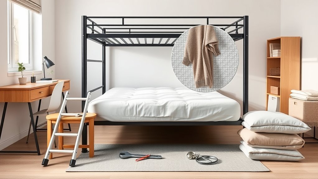 lofting dorm bed safely