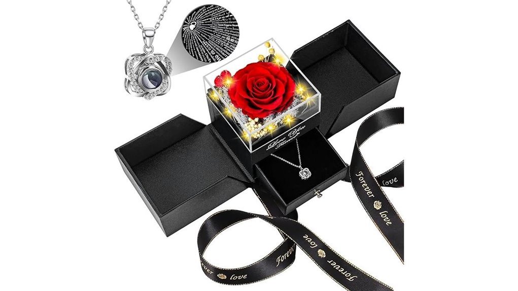 love themed rose necklace
