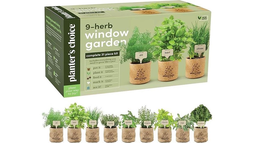 nine herb indoor window garden