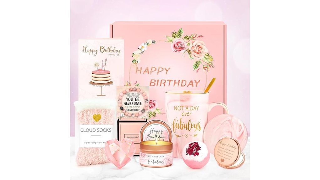 pink birthday gift basket