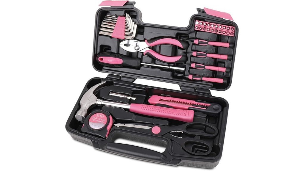 pink household tool set