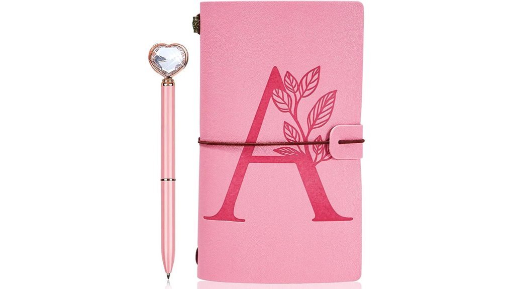 pink leather journal set