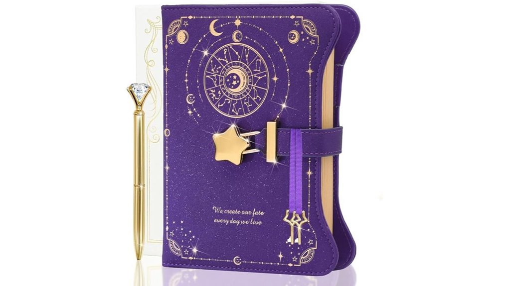 purple diary with keys