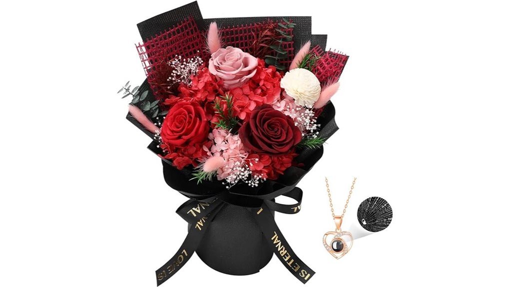 red flower bouquet gift