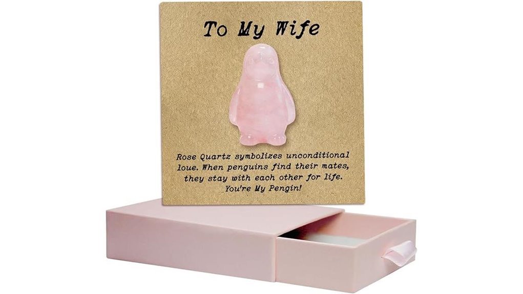 romantic rose quartz penguin