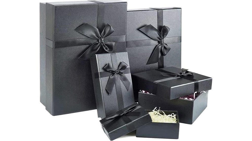 set of five black giftboxes