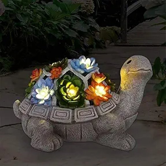 solar turtle garden statue