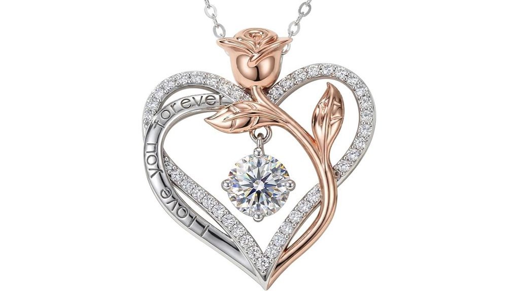 sterling 925 rose heart moissanite
