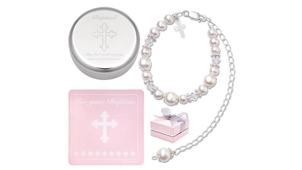 sterling silver cultured pearl baptism bracelet