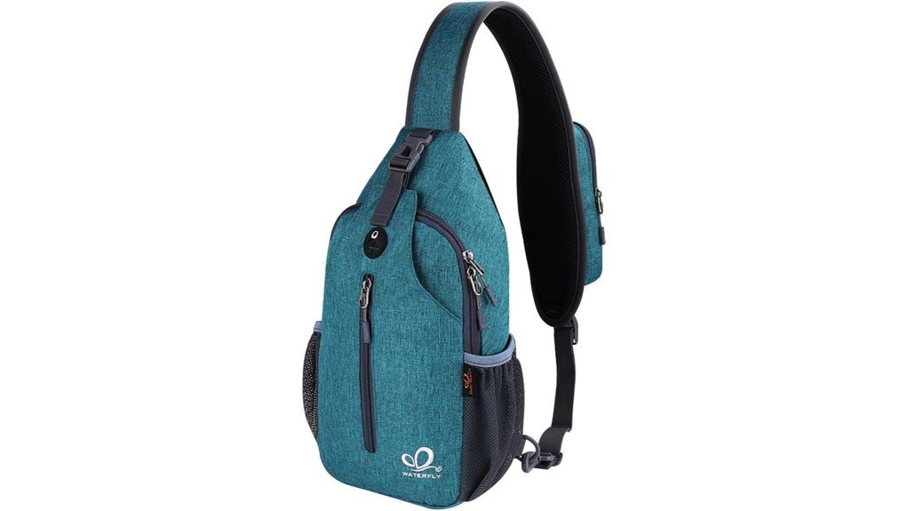teal crossbody sling daypack