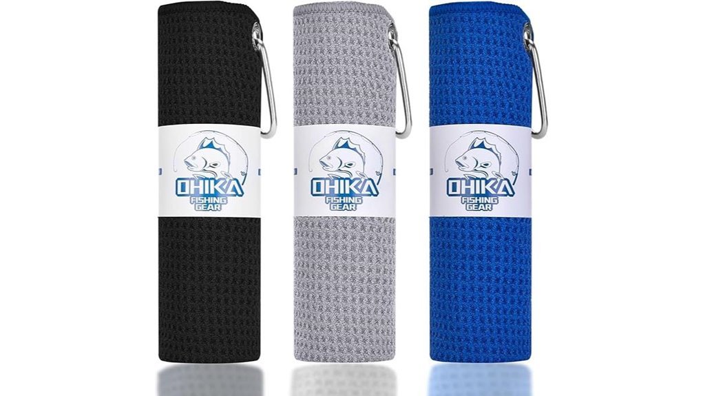three microfiber fishing towels