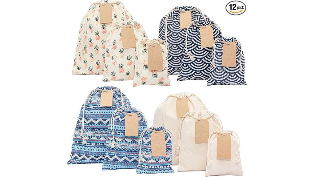 twelve reusable gift bags