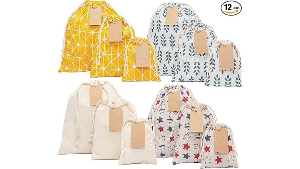 twelve reusable gift bags