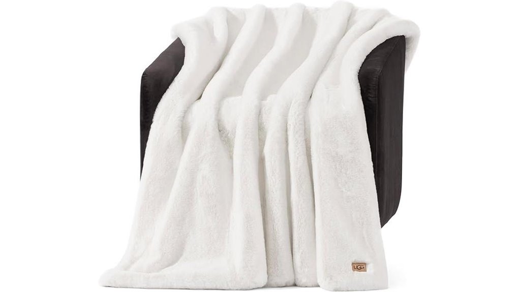 ugg white faux fur throw