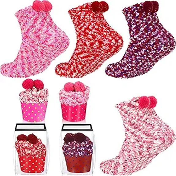 valentines fuzzy cupcake slipper socks